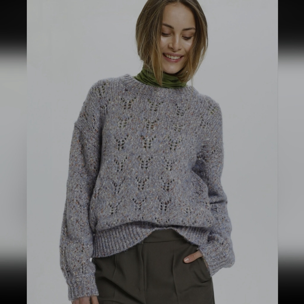 SOAKED IN LUXORY WOMEN'S NEW CHUNKY CREW NECK WOOL BLEND MEDIUM SWEATER